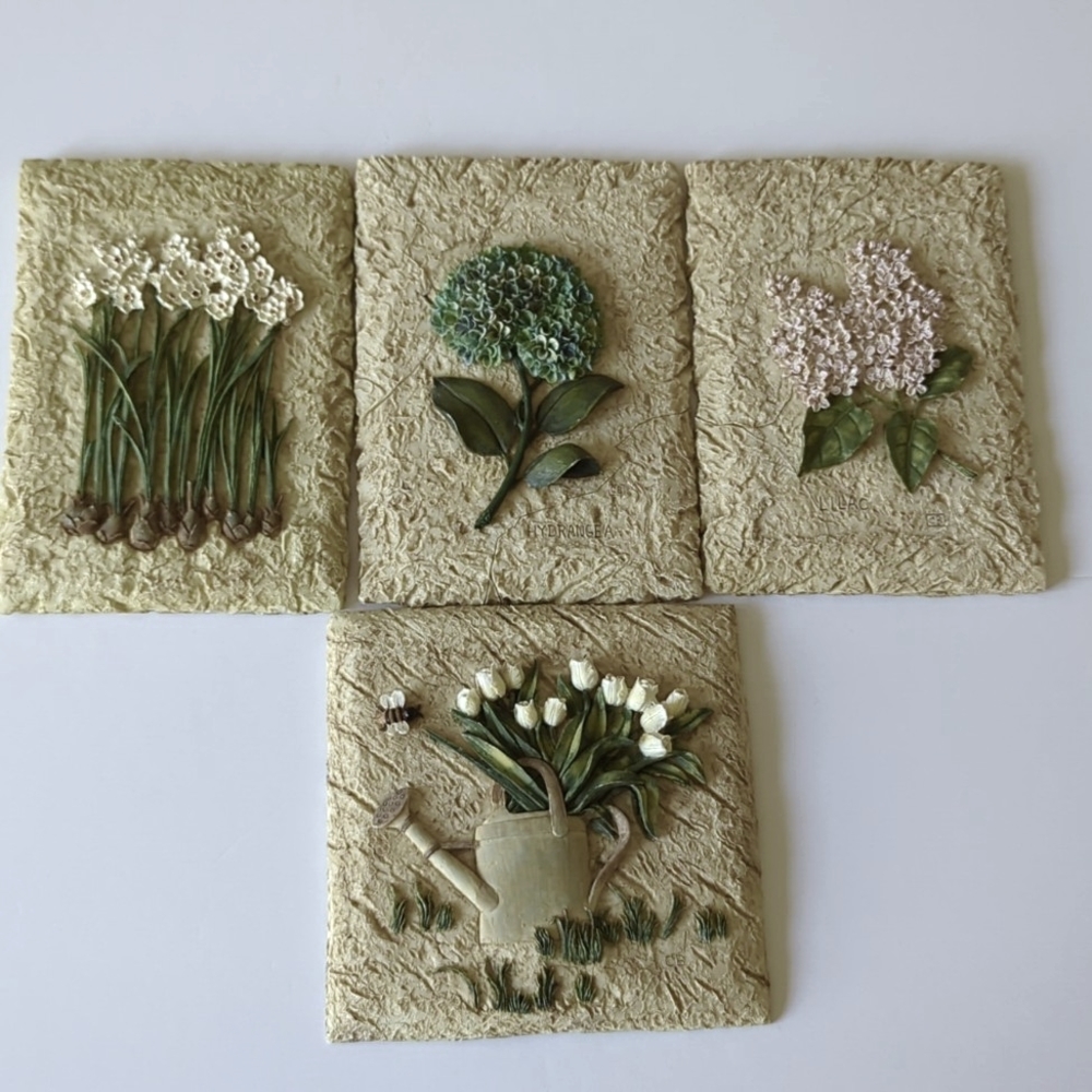 Cheri Blum Vintage Floral Resin Wall Plagues Set of 4